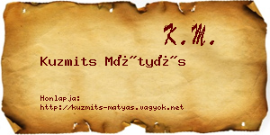 Kuzmits Mátyás névjegykártya